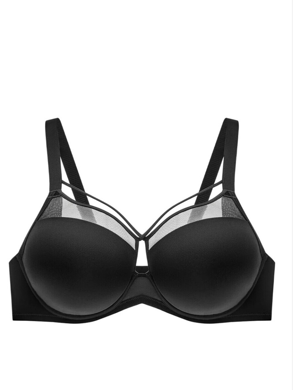 Understance Bra Plunge Underwire T-shirt Bra Mesh Detsil Black Size 36H